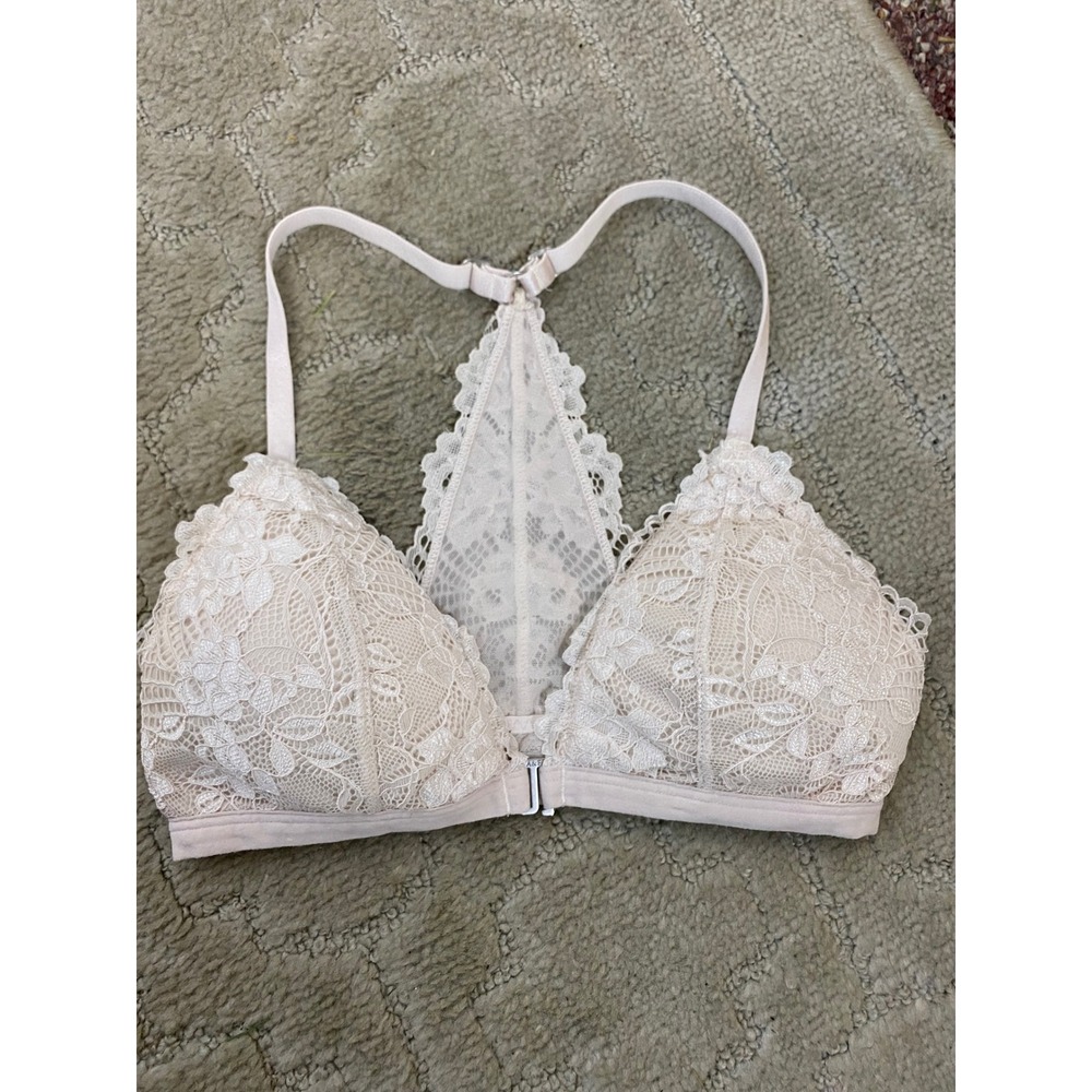 Abercrombie & Fitch XS Pink Lace Y2K Fairycore Racerback Bralette Floral‎ Boho